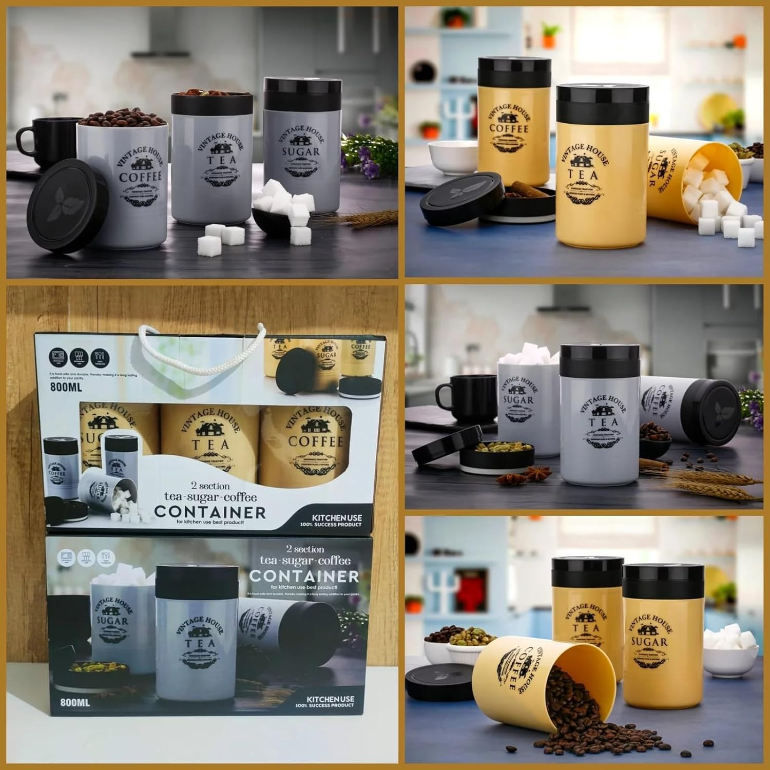 Tea Coffee Sugar Container 3PC