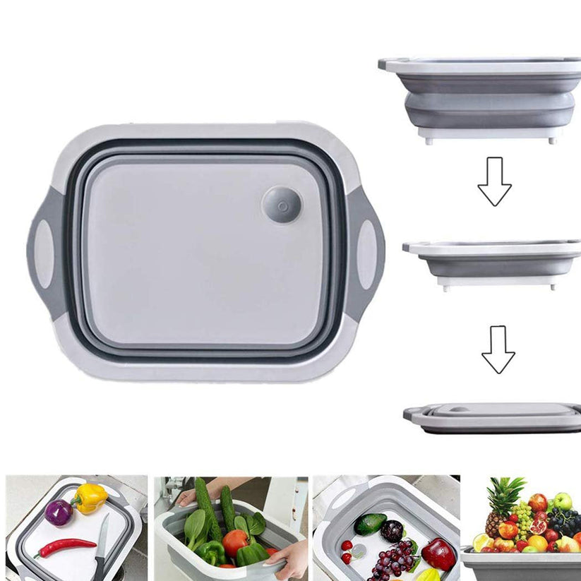 Chopping Board, Dish Rack, Washing Bowl &amp; Draining Basket, 3in1 Multi-Function